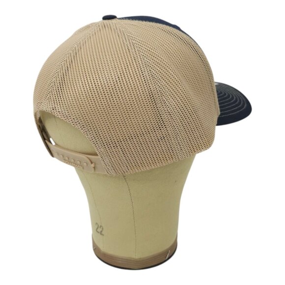 Richardson Blue Gold Embroidered T Logo Mesh Snapback Cap Trucker Baseball Hat - Picture 13 of 13